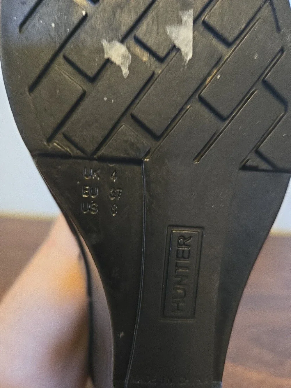 Hunter Kellan Wedge Round Toe Rain Boots Black 6